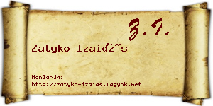 Zatyko Izaiás névjegykártya